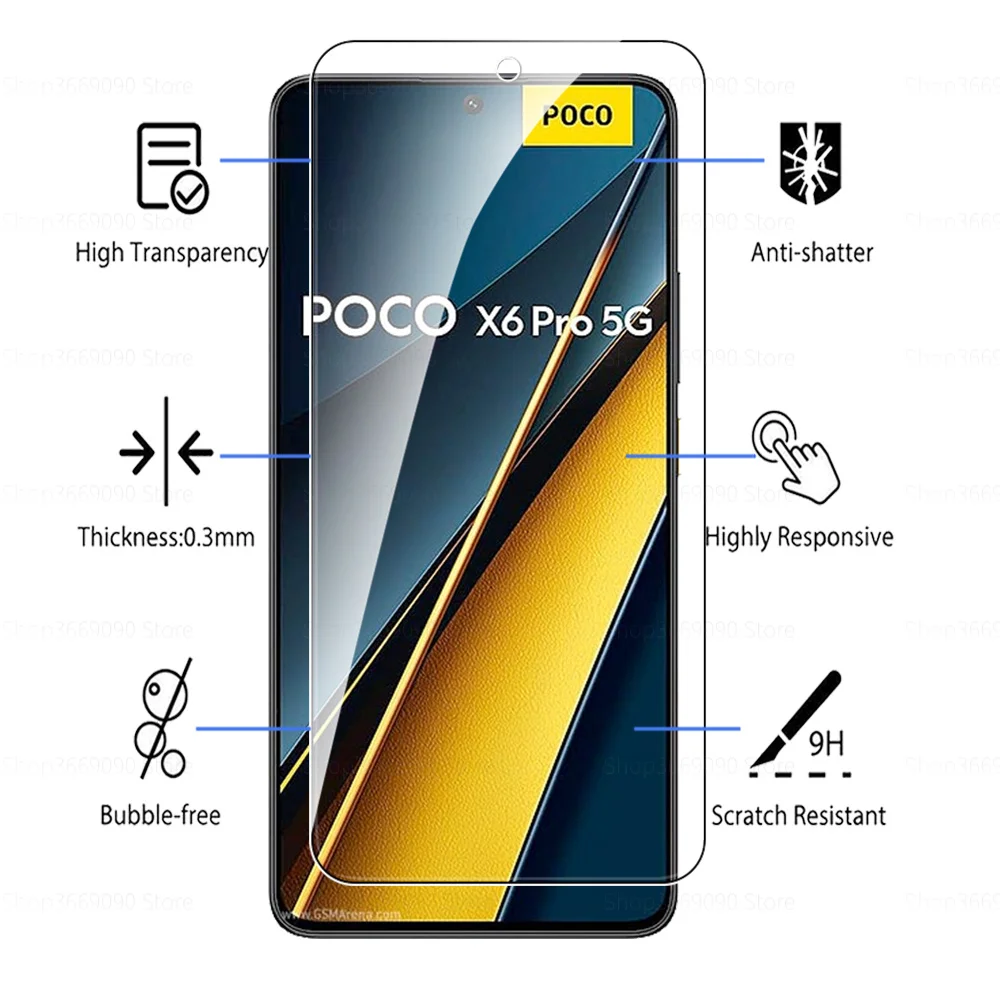 2in1 Tempered Glass Case For Xiaomi Poco X6 Pro Screen Protector Pocophone Poko X6 X 6 X6Pro 6.67\'\' Camera Lens Protective Film