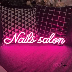 Custom Nails Salon LED Neon Sign Business Illuminated Signboard For Salon Lashes Nails Shop Room Decor Window Decoration