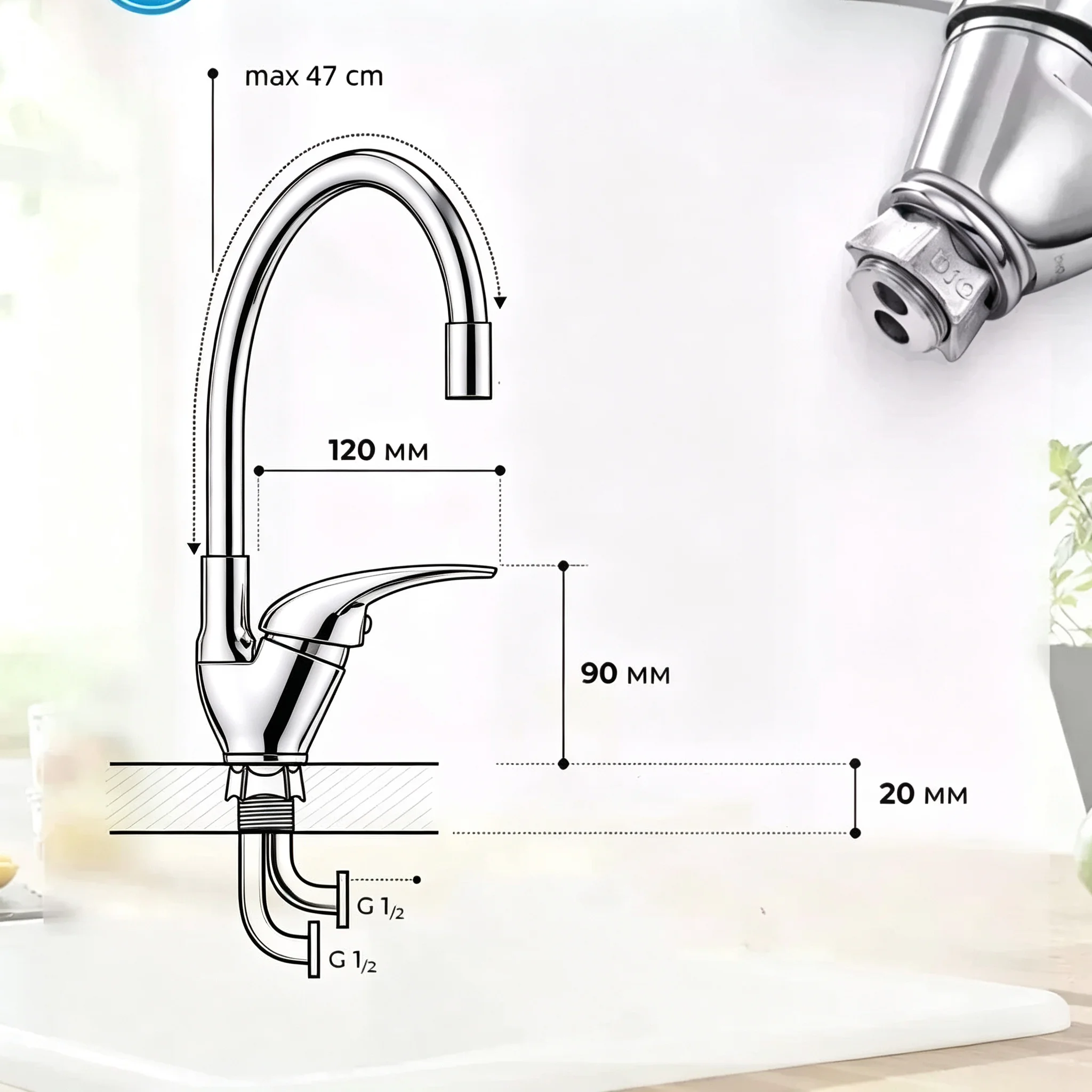 360 ° Rotatable Kitchen Faucet, Brushed High-Quality Hose, High-End White and Black Household Cleaning Sink Rust Proof Faucet