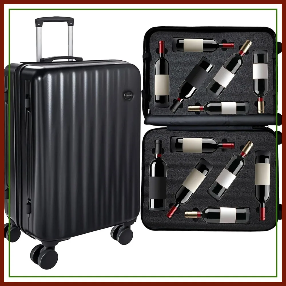 

2025 Upgraded 12-Bottle Wine Suitcase for Airplane Travel, TSA Lock, 360° Wheels, Removable Insert