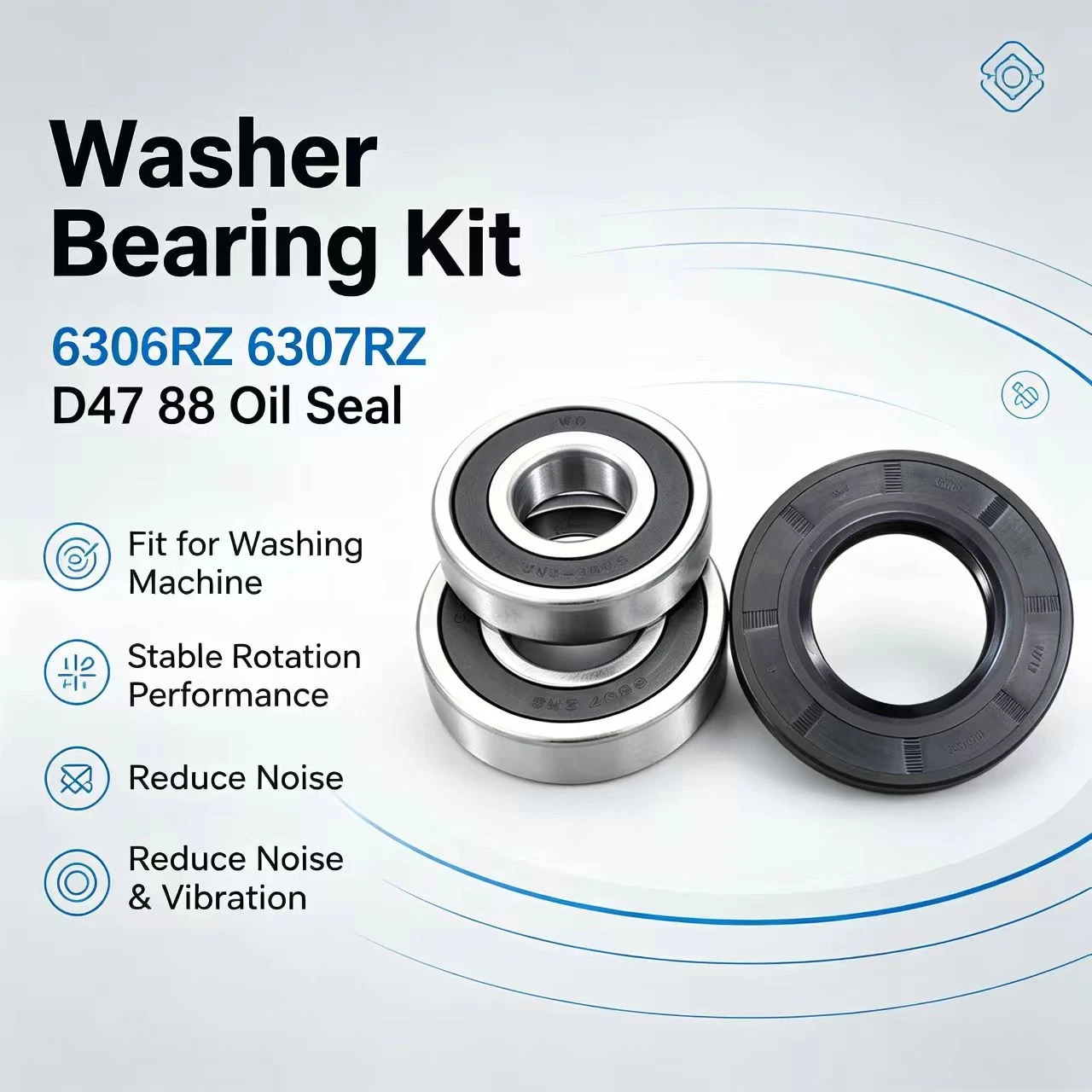 6306RZ 6307RZ D47 88 Bearing Kit With Oil Seal For Washing Machine Washer Replacement Parts