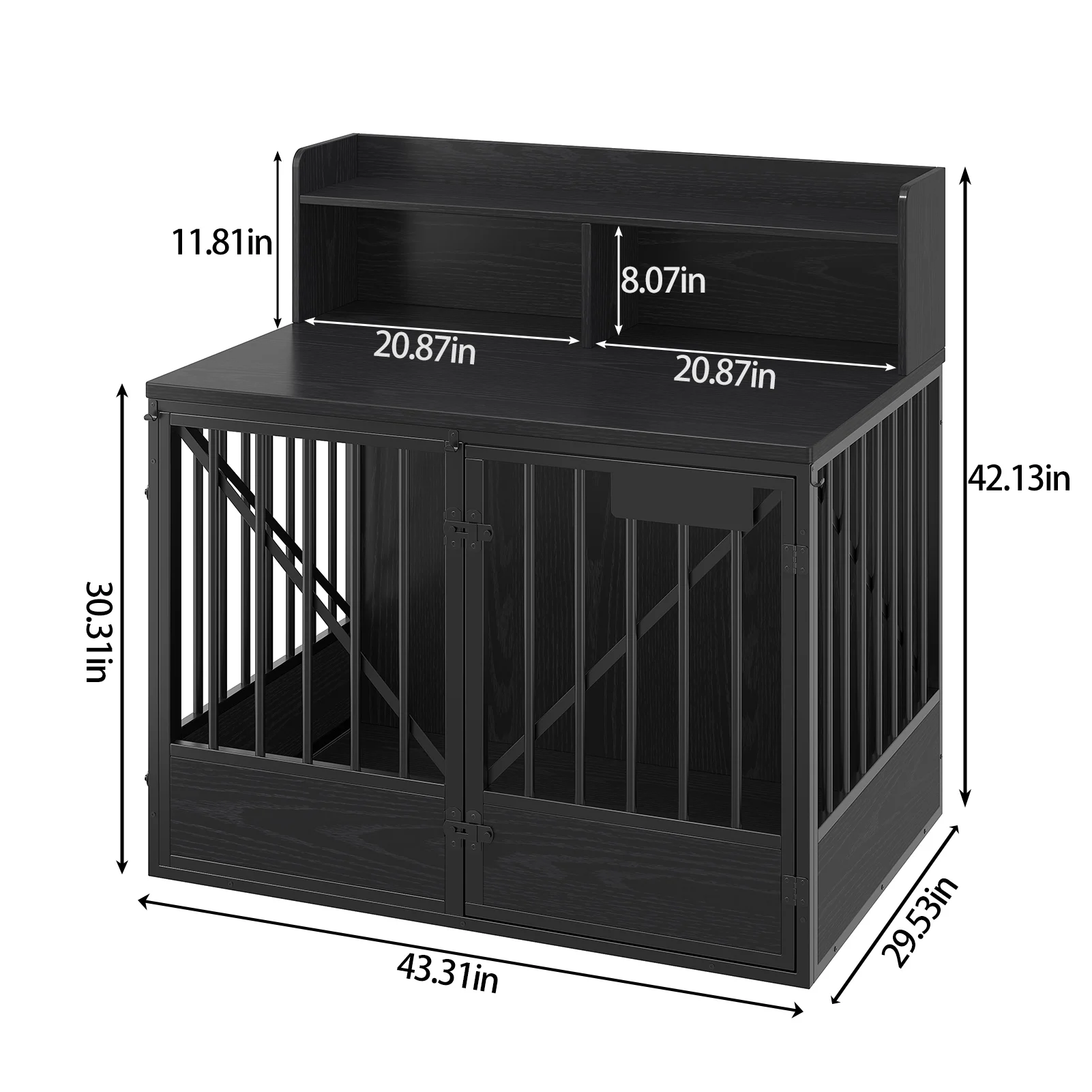Dog Crate Large Capacity Multifunctional Spacious Top Pet Kennel with 2 Open Storage Compartment Dog Kennel Wood Puppy Cage