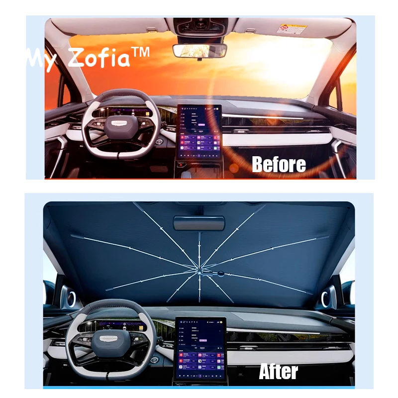 For Geely Boyue Atlas L 2023 2024 2025 Car Windshield Sunshade Foldable Umbrella amry Front Heat Insulation Accessories