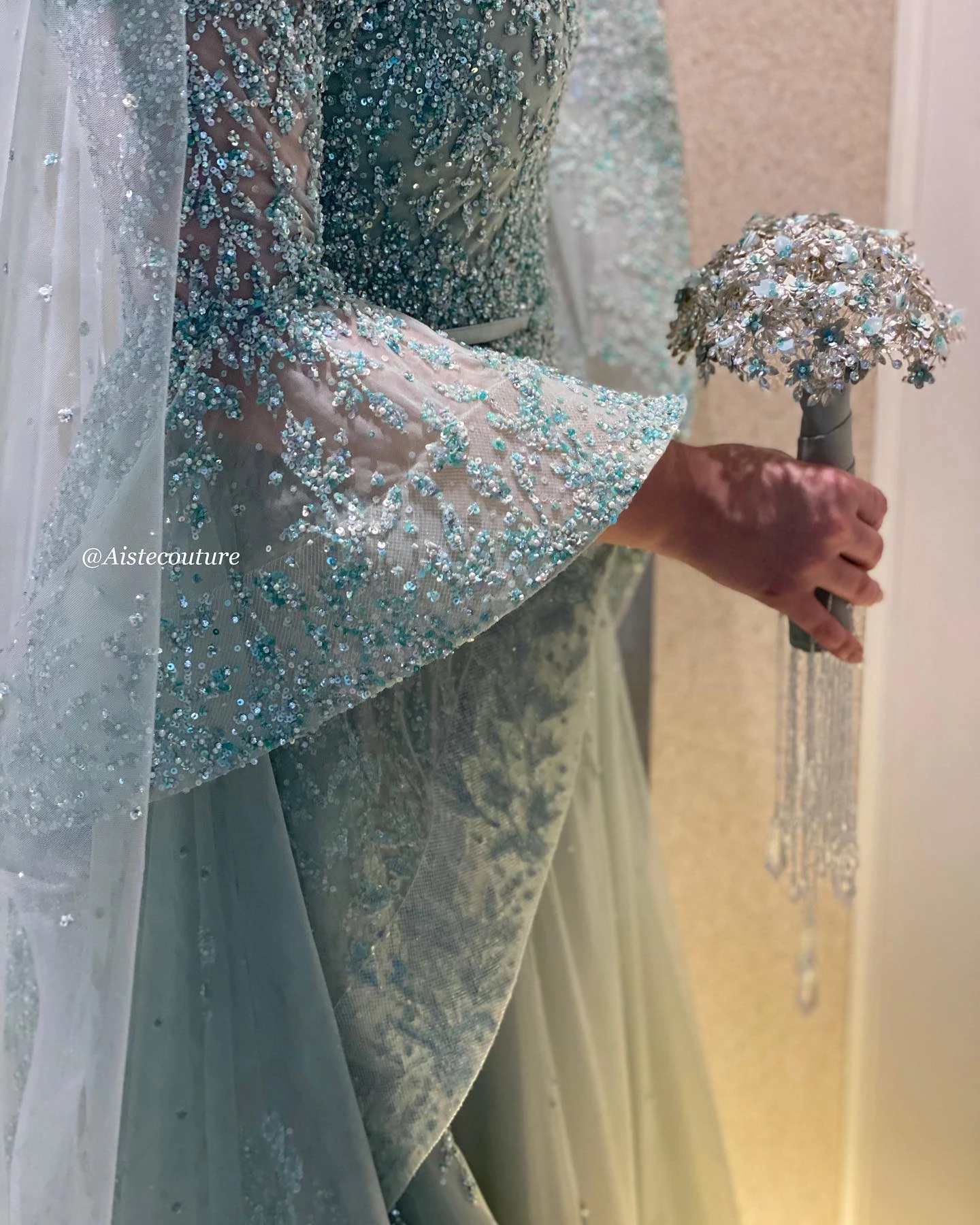 FATAPAESE  Customized Prom Evening Gown with Flowy Sleeves Off-Shoulder Glitter Cathedral Tail  فساتين مناسبة رسميةFormal Ba