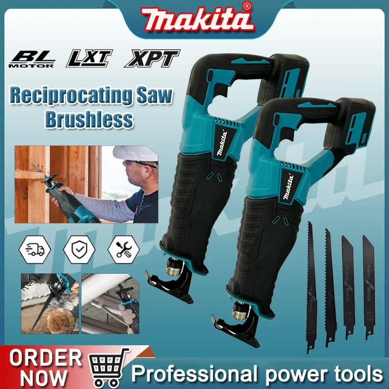 

Makita Brushless Reciprocating Saw Reciprocating Saw Portable Cordless Power Tools With 4pcs Saw Blades For 20V 18V Battery