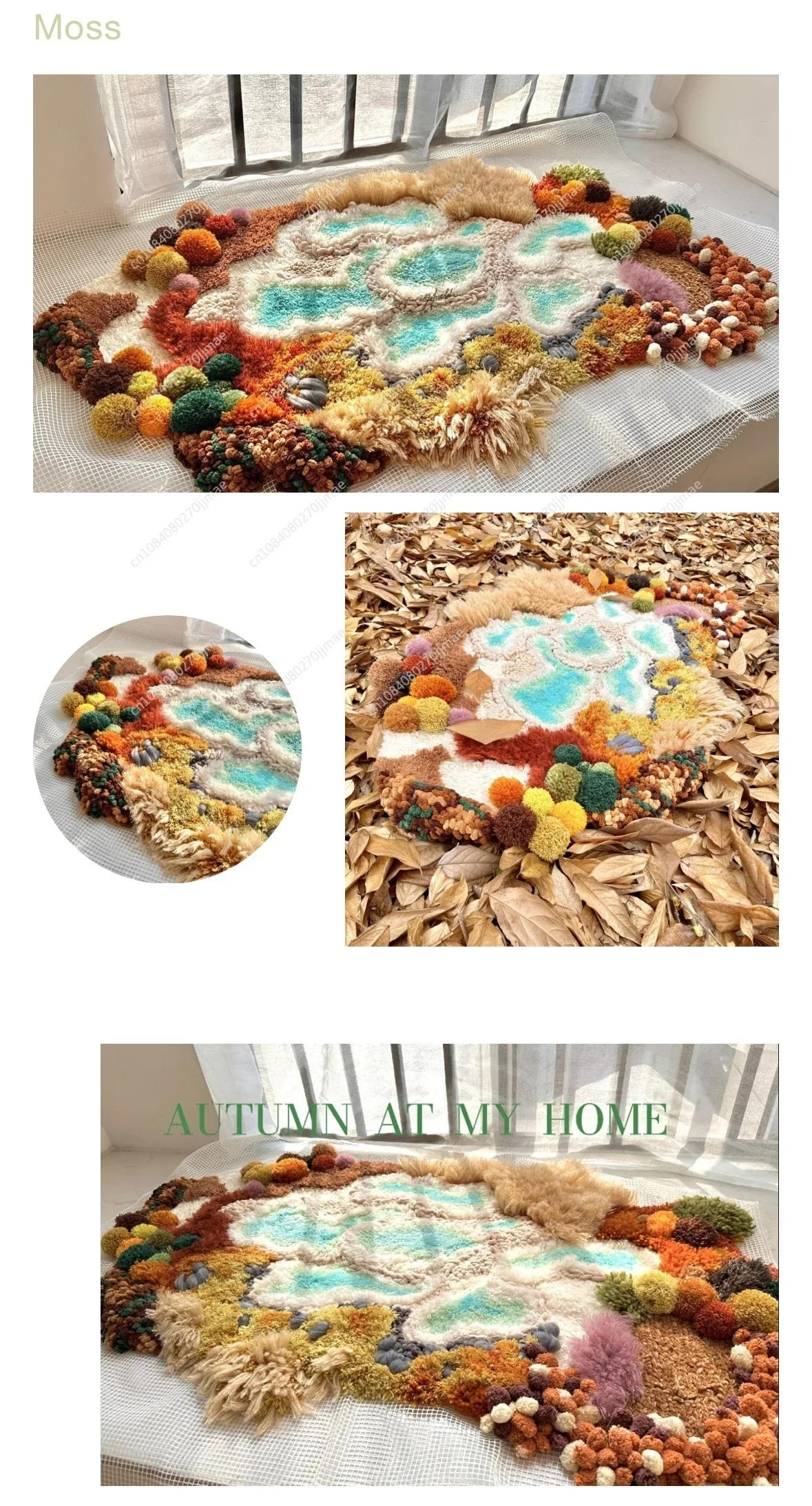 Confezione di materiali per tappeti in muschio Tappeto fatto a mano fai-da-te fatto in casa per camera da letto (prodotto non finito)