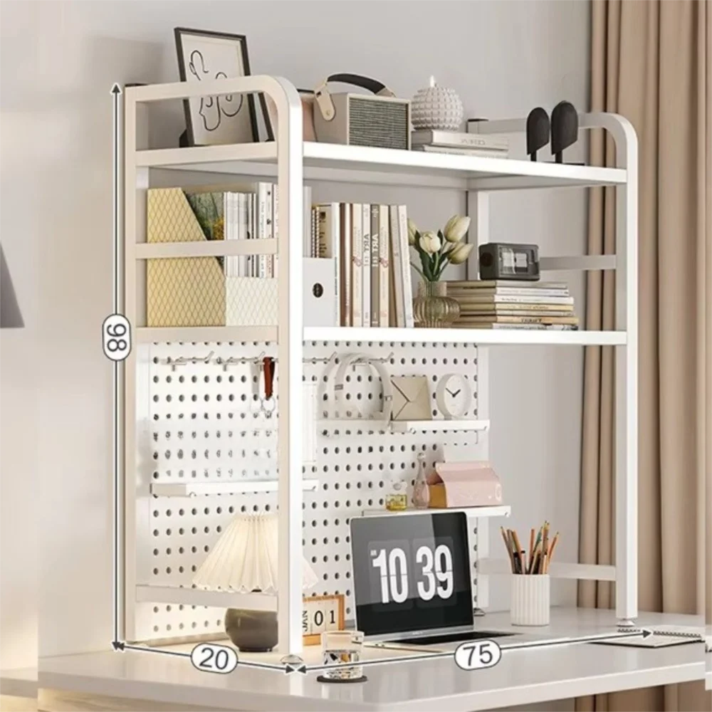 Metal Tabletop Shelving Multi-layer Hole Board Design 2-Tier Shelving Freely Combined Desktop Storage Racks Computer Desk