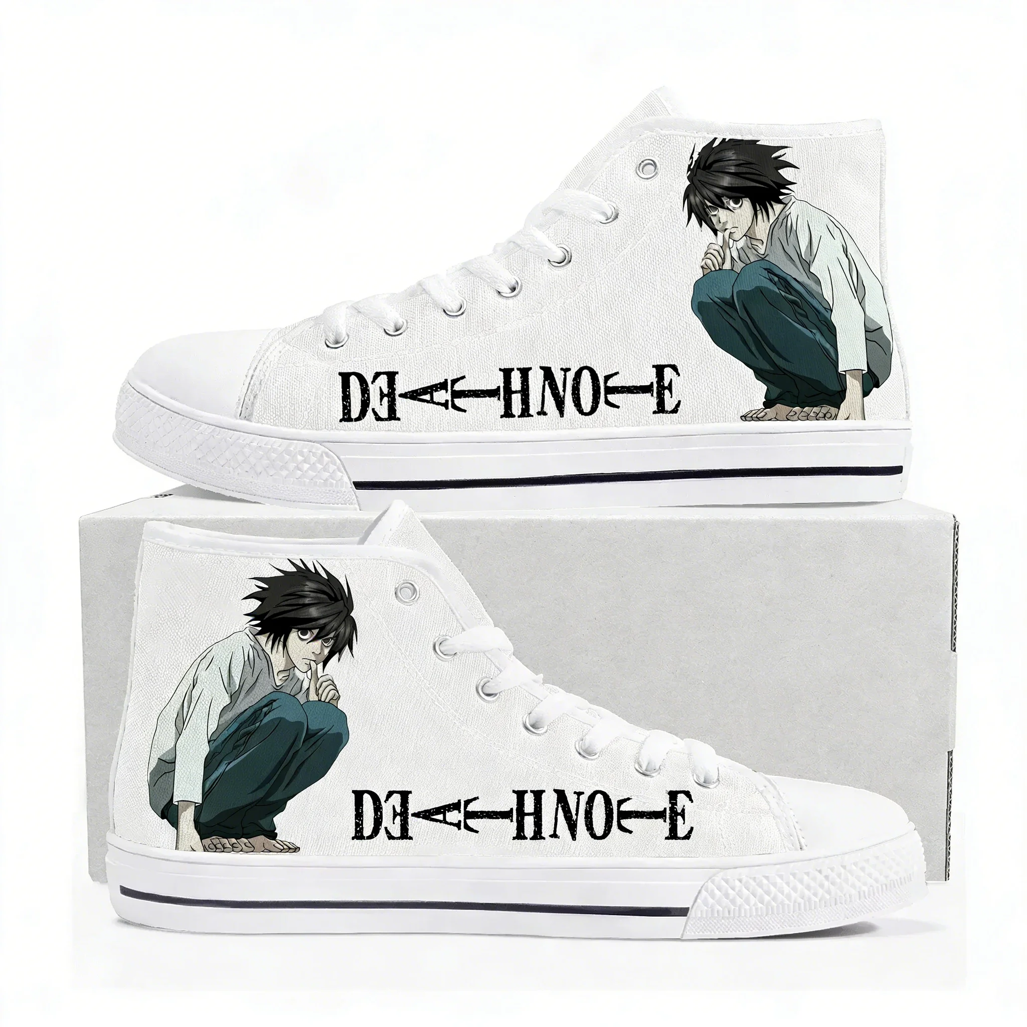 

Death Note Yagami Light L High Top Sneakers Mens Womens Teenager Canvas Sneaker High Quality Casual Couple Shoes Custom Shoe