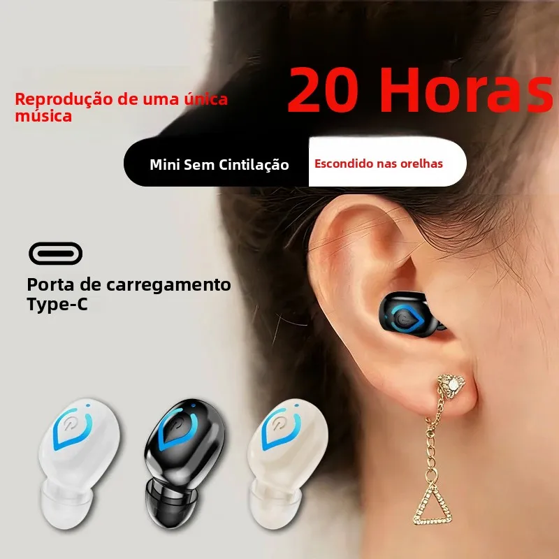Mini fones de ouvido sem fio bluetooth com microfone, fones de ouvido intra-auriculares, cancelamento de ruído, para jogos e direção