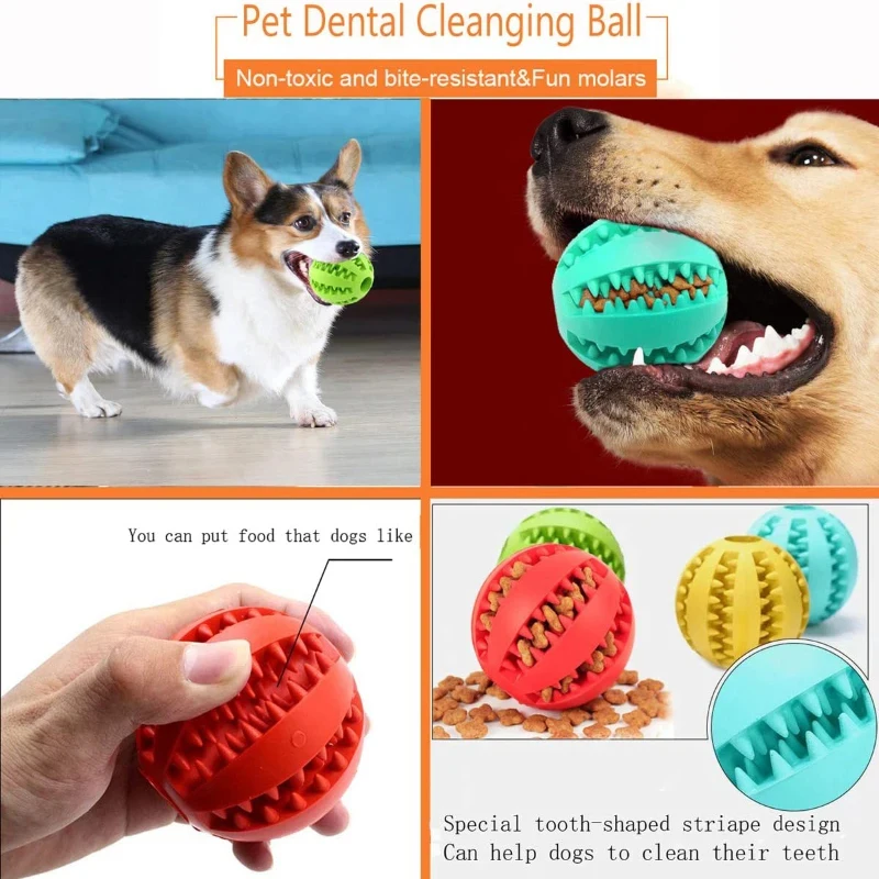 1/2pcs Dog Toy Ball Interactive Rubber Balls Puppy Chewing Toys Pet Tooth Cleaning Ball Cats Pets Food Treat Feeder Balls Toy view 4