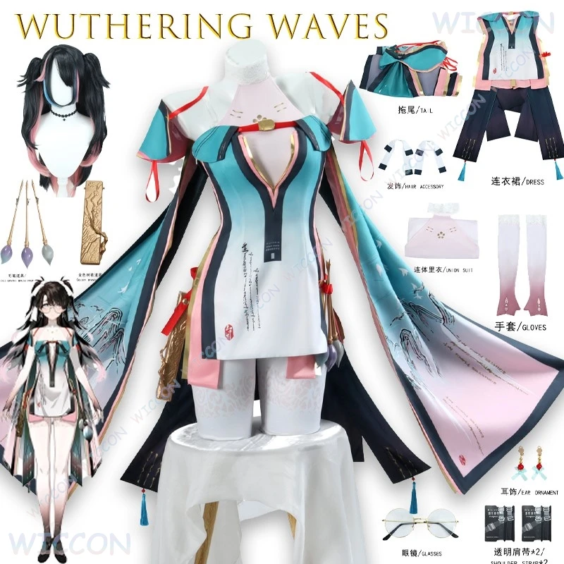

‌‌‌‌‌‌‌‌‌‌‌‌‌‌‌‌‌‌‌‌‌‌‌‌‌‌Wuthering Waves Zhezhi Cosplay Costume Spring Peach Girl Brush Ink Branch Official Game Character ‌‌