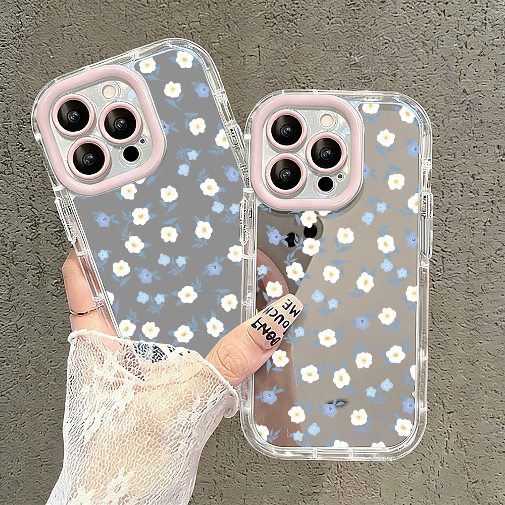 Niedliche Wildblumen- und Unkraut-Motiv Air Cushion Spiegel Handyhülle für iPhone 17 15 14 16 Pro Max 13 12 11 Pro XR XS 7 8 Plus 17Air Girl Cover – Detail 8