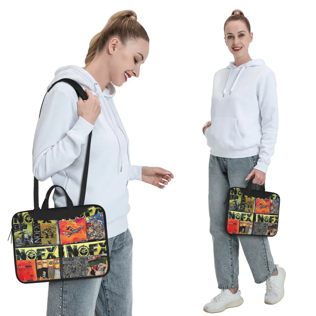 Nofx Band Final Tour Skull Crossbody Laptop Bag Case Computer Bag Resistant Protective Notebook Pouch for Macbook Pro Lenovo
