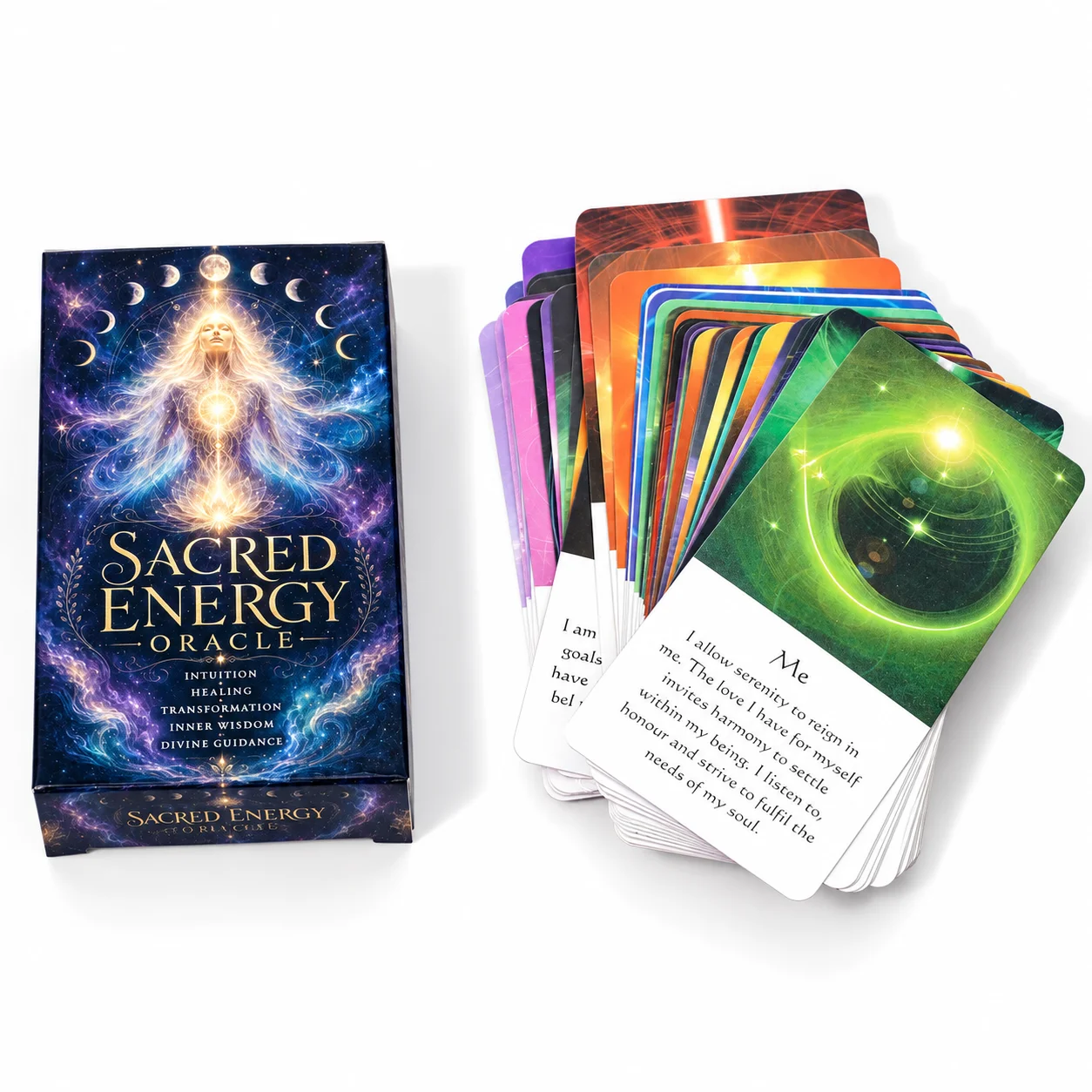Sacred Energy Oracle Cards Healing Spiritual Guidance Deck for Intuition Inner Wisdom Transformation Meditation Self Reflection