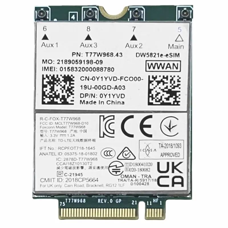 a23f-t77w968-dw5821e-e-sim-4g-lte-モジュール-cat16-1gbps-fdd-lte-tdd-lte-e-sim-4g-カードモジュール-dell-5420-5424-7424-7400-用