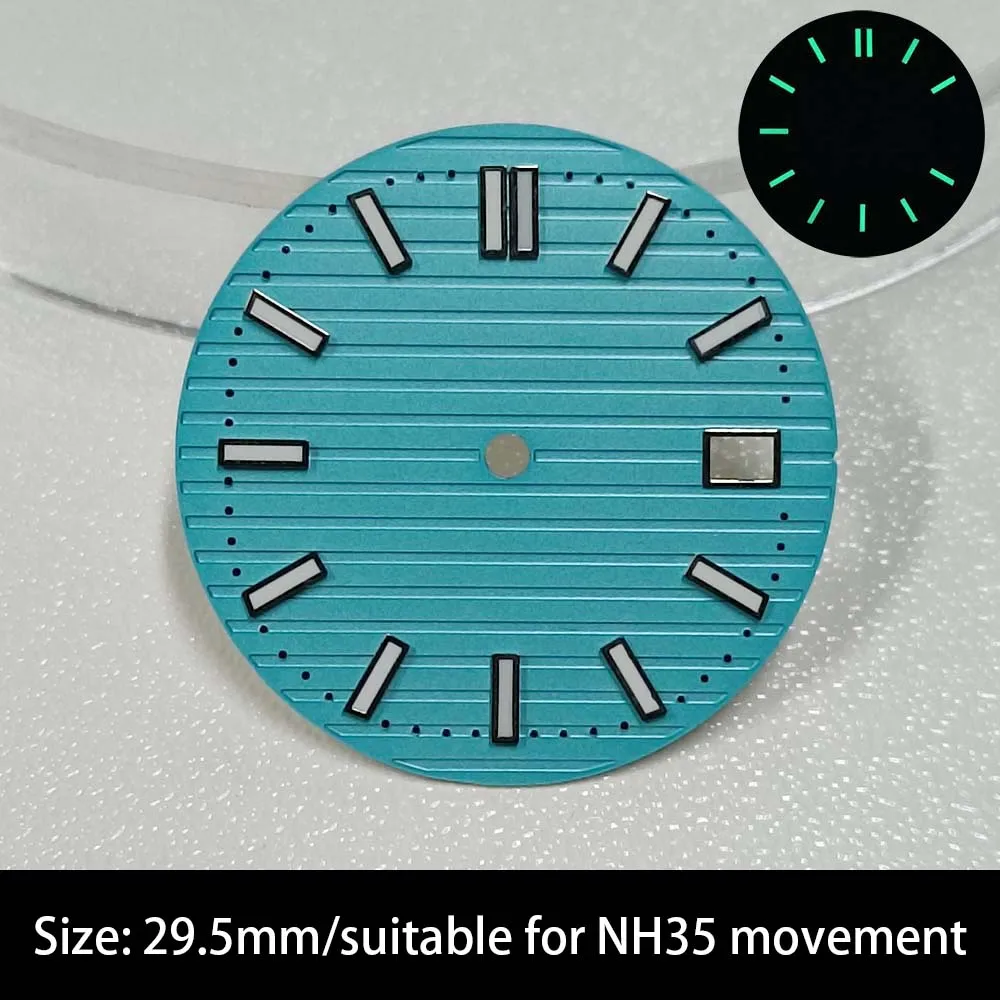 29.5mm Nautilus sterile dial green luminous watch accessory, applicable to NH35 movement, supporting customized logo