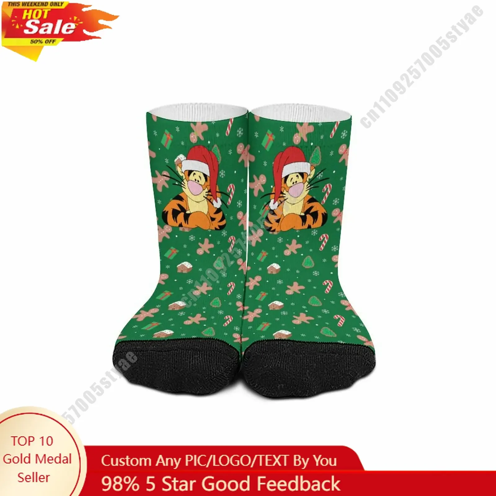 

Tigger Mid Calf Socks Disney Cartoon Custom Design Printed Logo Photos Text DIY Sweat Wicking Socks Sports Socks Birthday Gift