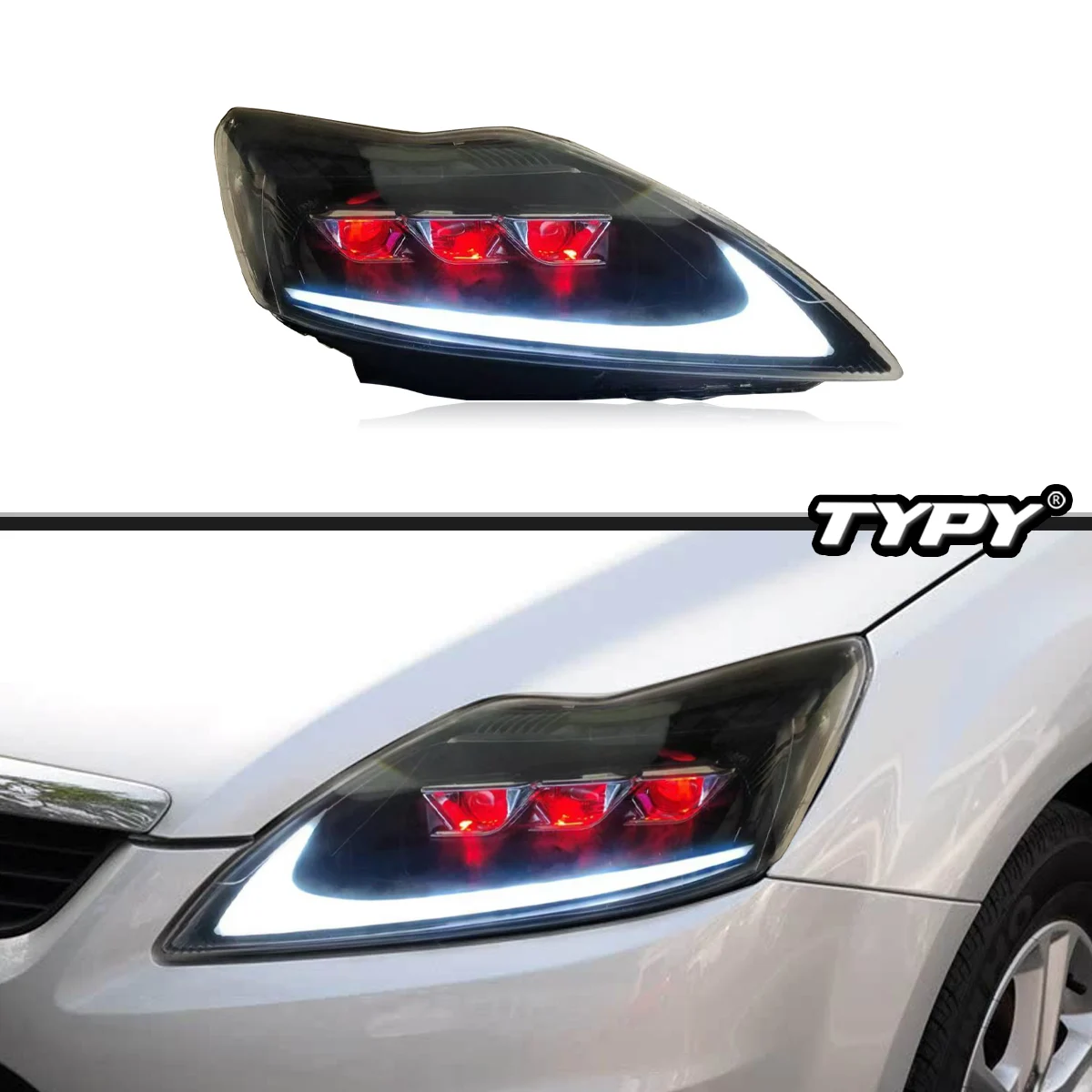 

TYPY New LED Head Lamp Upgrade Modified For Ford Focus Headlight 2009-2014 Dynamic Signal Head Lamp Auto Accessories