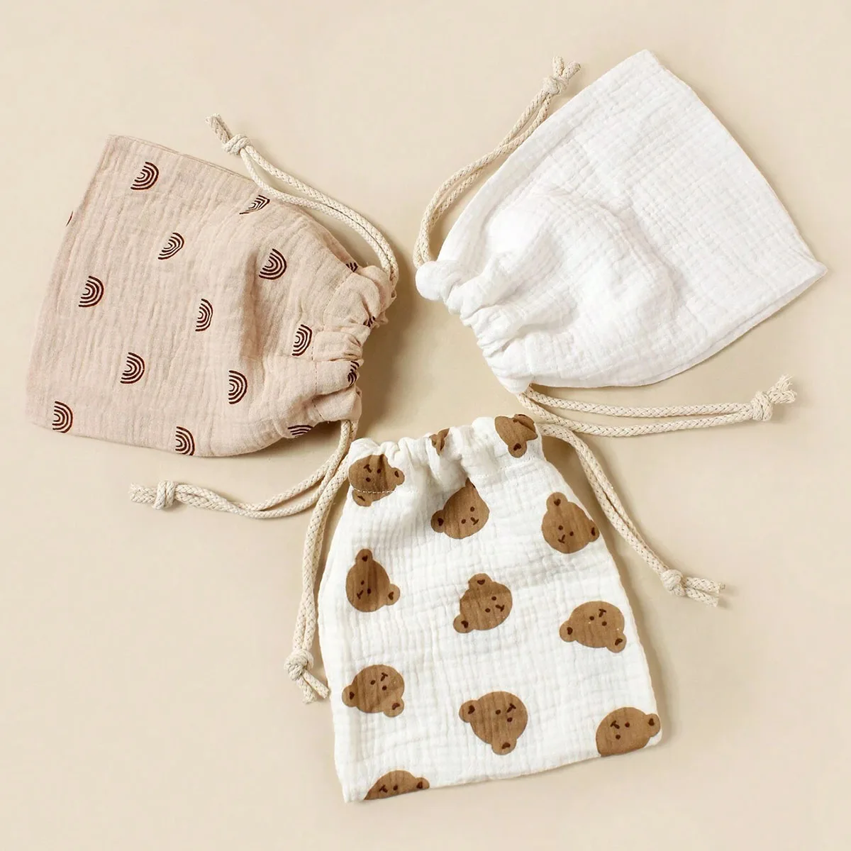 Baumwoll-Aufbewahrungstasche Kinderwagen-Hängetasche Baby-Handtuch-Windeltasche Baby-Kordelzug-Aufbewahrungsbeutel