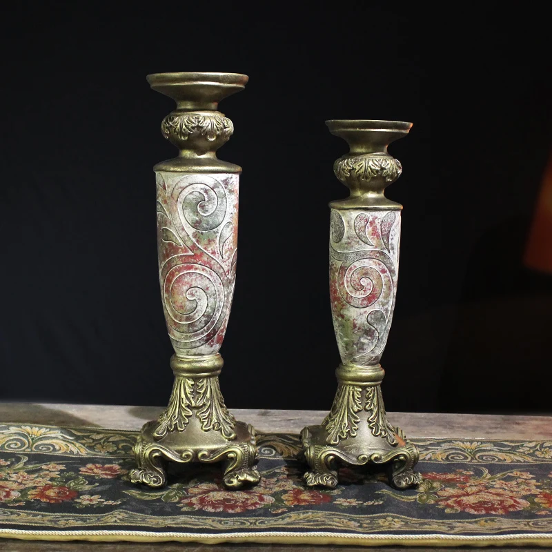 

Indoor furniture candle holder, retro luxury home decoration ornament, old handicraft candle holder table decoration