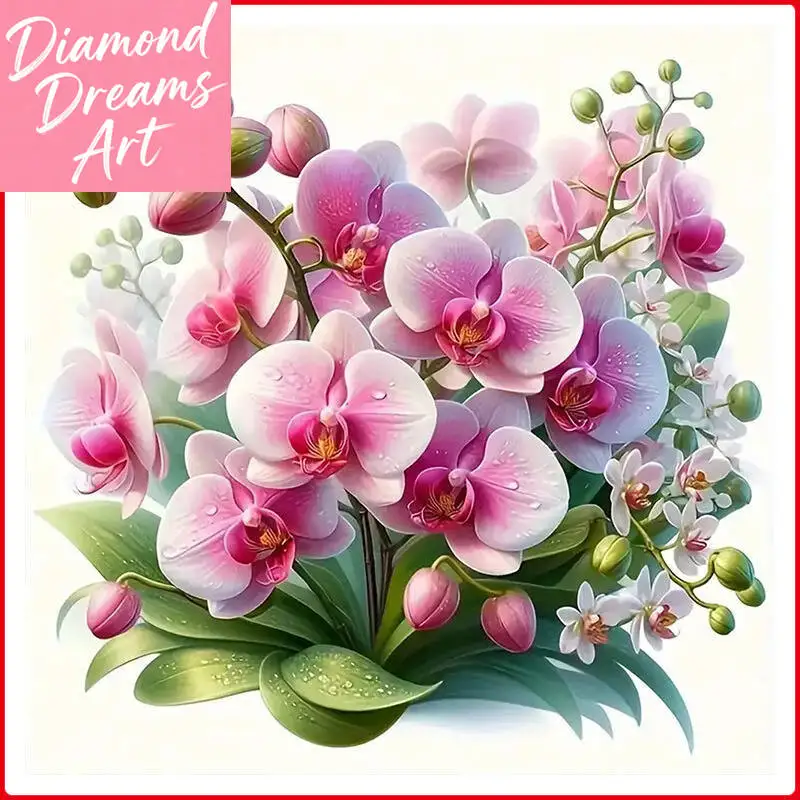 Frameless, Phalaenopsis Flower Diamond Painting Full Square 