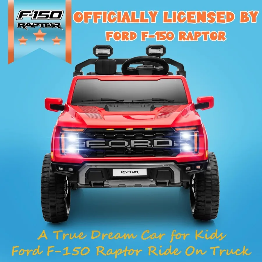 Lizenziertes Ford F-150 Raptor 24V Ride on Toys für große Kinder, 2-Sitzer-Ride-on-Auto für Jungen und Mädchen mit Fernbedienung, Kinder-Elektr