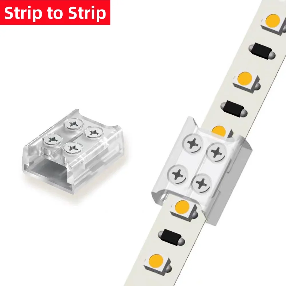 LED solderless light strip connector 24V/5A 2P L T-type With Screw Fixing 8/10mm For LED Strip Single Color COB IP20