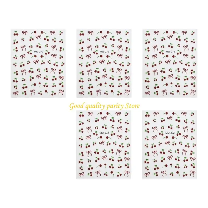 M4YA 여름 네일 스티커 5 개의 생생한 과일 디자인 세트 냄새가없는 방수 네일 아트 네일 데칼을위한 여자와 십대