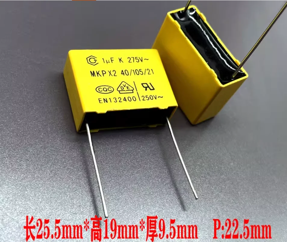 

10 шт./лот MKP X2 1 мкФ 105 1,0 мкФ 275 В 305 В 310 В безопасный сертифицированный пленочный конденсатор, медные контакты, совершенно новый на складе