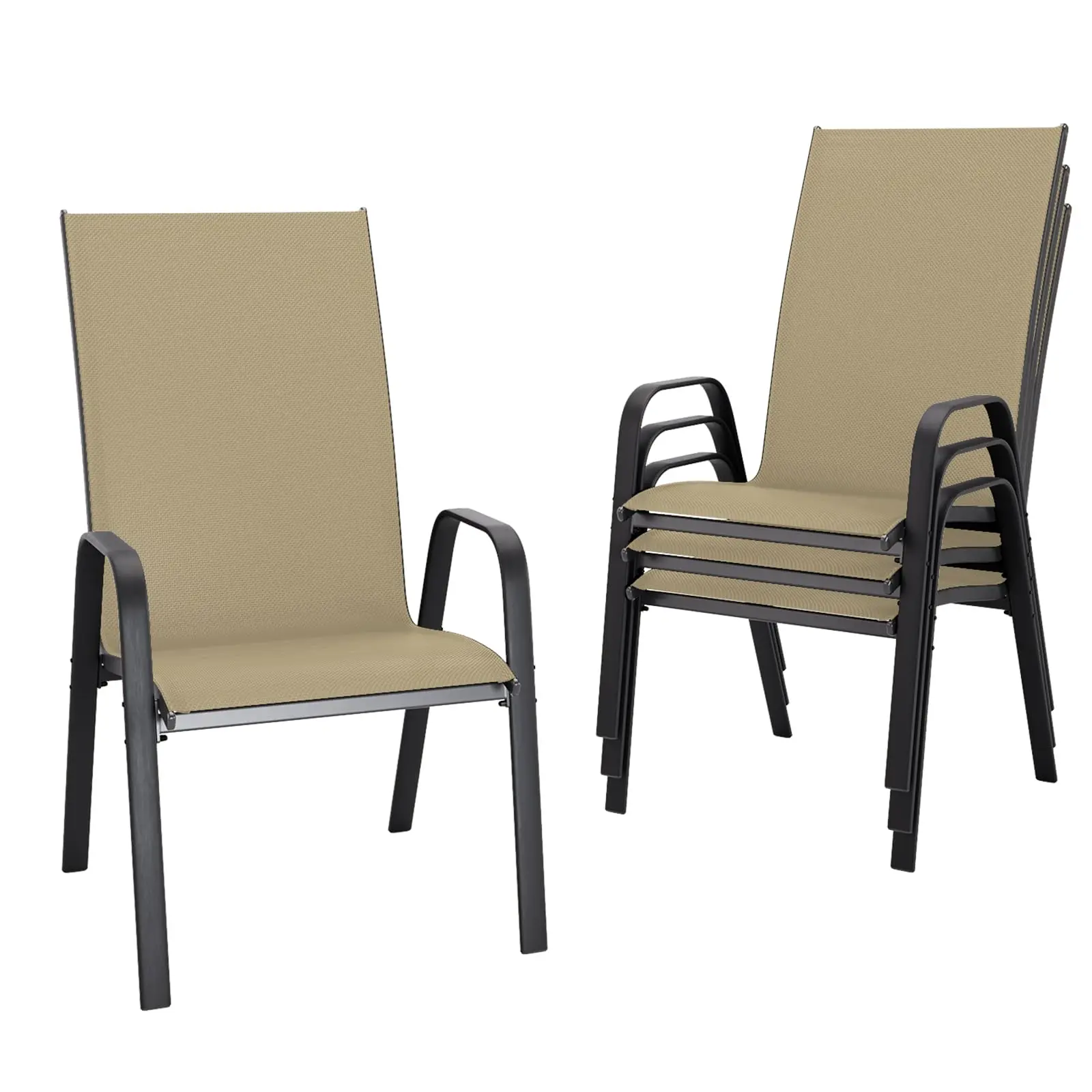 Patio Chairs Set of 4, Outdoor Dining Chairs, Beige