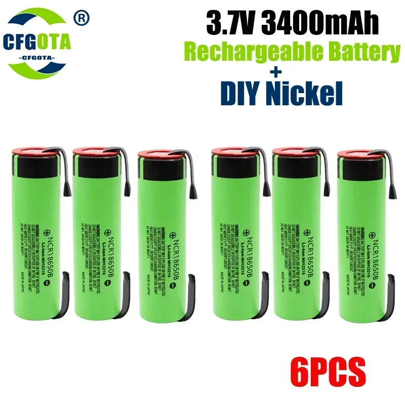 100% New Original 18650 Battery NCR18650B 3.7V 3400mah 18650 Lithium Rechargeable Battery Welding Nickel Sheet Batteries