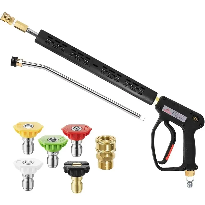 

YAMATIC Pressure Washer Gun 5000 PSI - 3/8" Swivel Plug & M22-14mm Coupler, Power Washer Extension Wand Trigger Handle