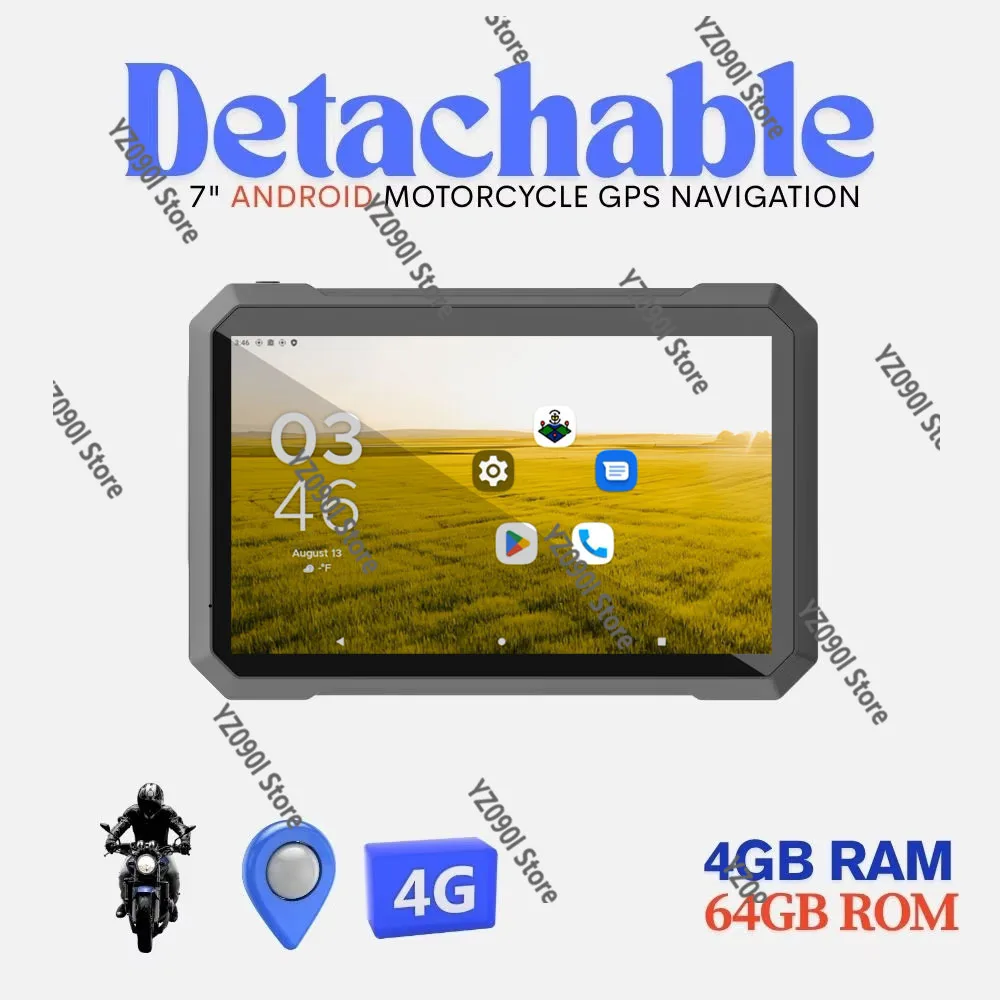 7 Inch Android 12 Motorcycle GPS Navigator Wireless Carplay Android Auto Touch Screen