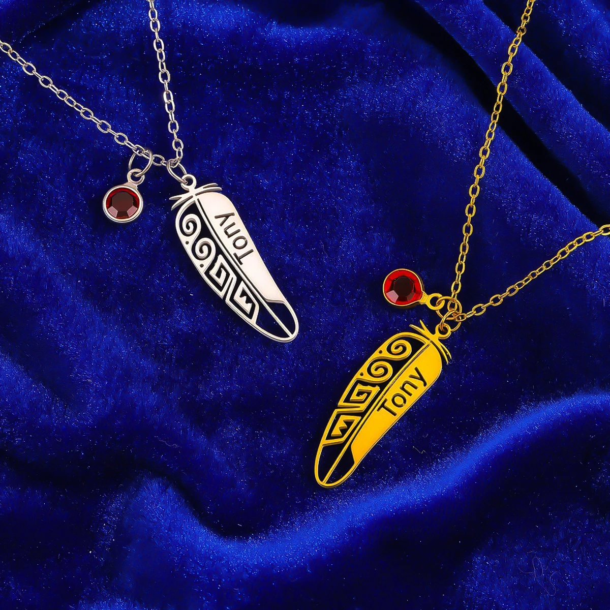 

Персонализированное ожерелье с подвеской в виде перьев из нержавеющей стали для женщин и мужчин, ювелирные изделия, подарок на день рождения, рождественские колье