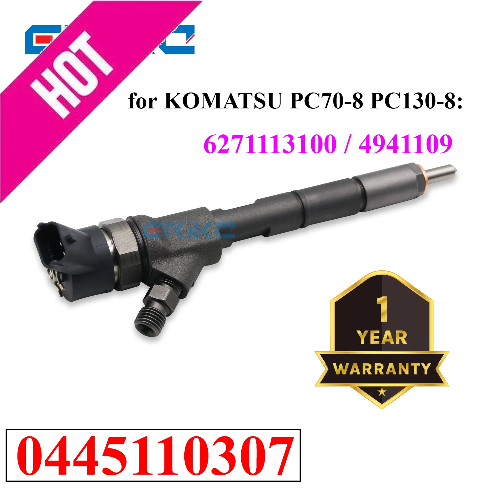 NEW 0445110307 6271-11-3100 Diesel Injector 0 445 110 307 Nozzle for Bosch KOMATSU PC70-8 PC130-8 6271113100 4941109