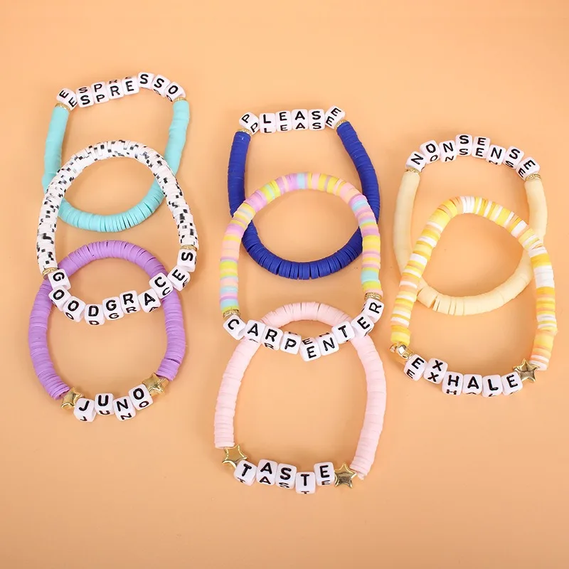 8pcs Carpenter Bracelet Charms Customize The Concert Merchandise Polymer Clay Bead Light Sabrina Friendship Bracelets
