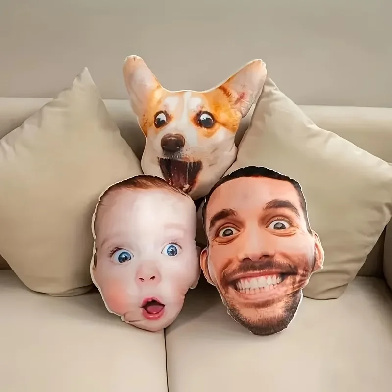 [Customizable Design] Custom Photo Plush Cushion—Fun and Personalized Holiday, Home Decor, and Sleep Companion, Available in Various Sizes, Suitable for Thanksgiving, Valentine's Day, Halloween, and Birthdays, Offering Both Decorative and Practical Value