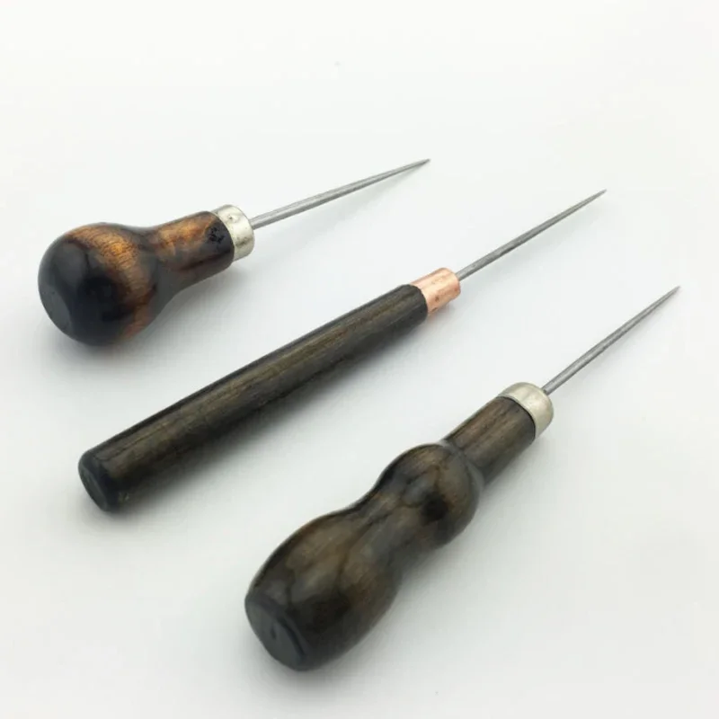 1pcs Durable Awl Tools with Wooden Handle Diy Leather Crafts Punch Tools Leather Hole Punches Stitching Tools Handmade Supplies - Detail 1