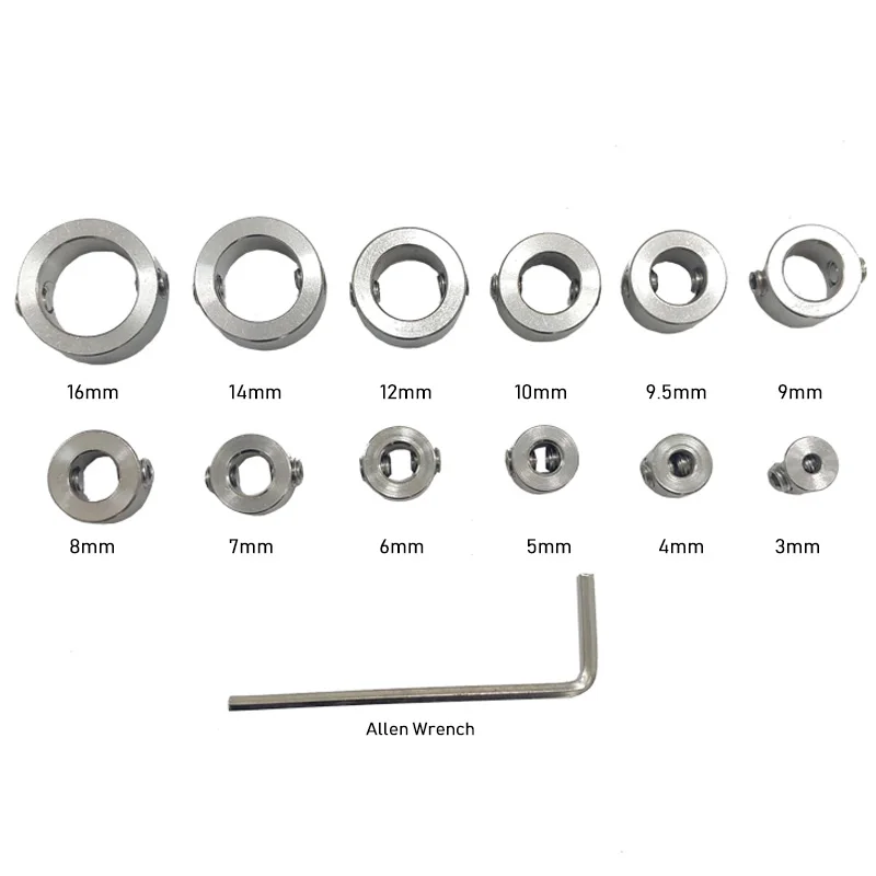 Drill Stop Collar Set 3mm-16mm Woodworking Drilling Bit Depth Stopper Ring Stainless Steel High Quality