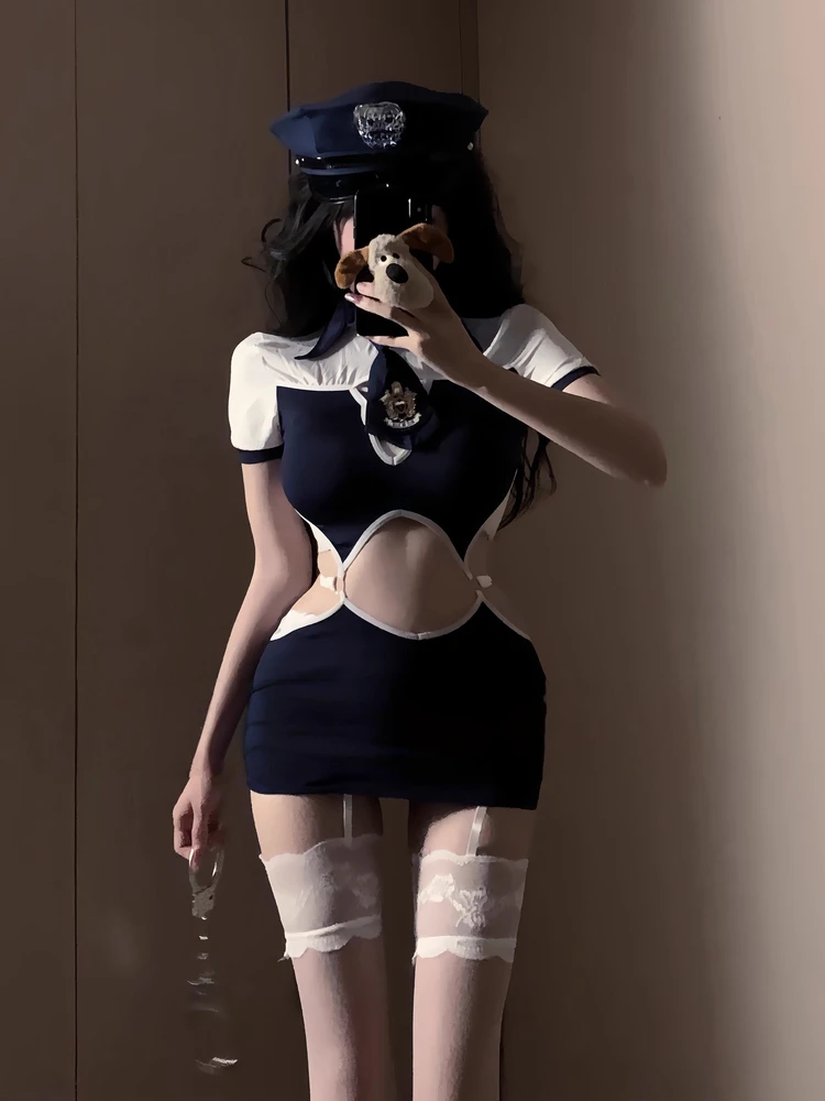 

loween Rabbit Officer Sexy Police Women's Cosplay Costume Set Role-plang orm Skirt ort Sve Low Waist