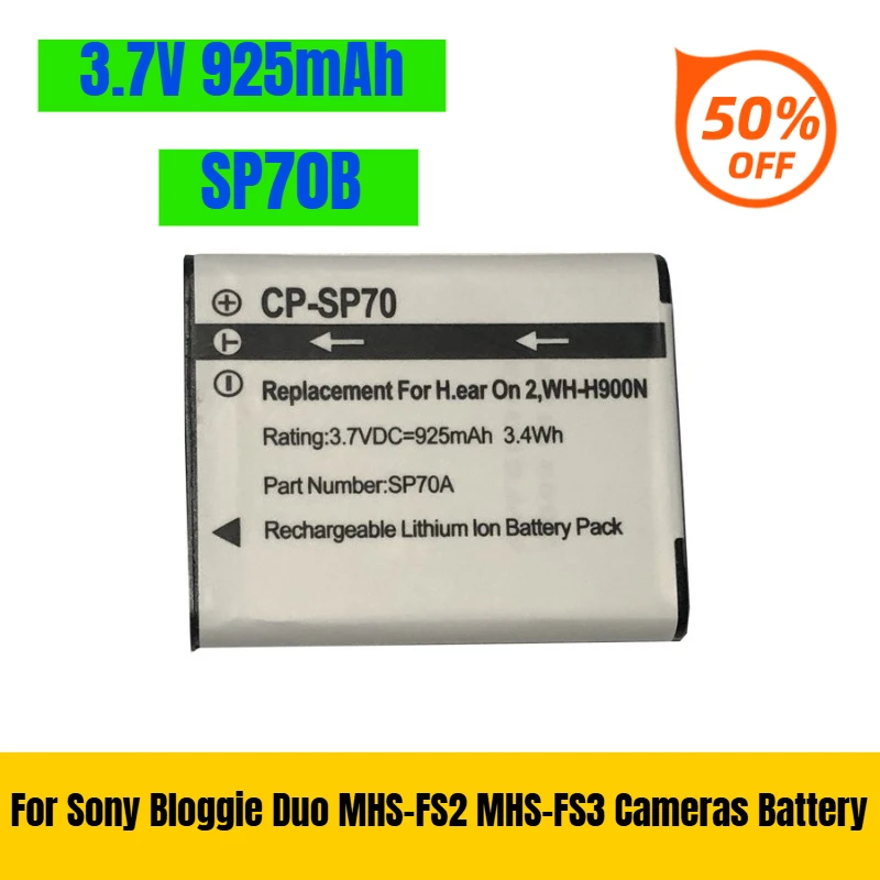 

3.7V 925mAh SP70B for Sony Bloggie Duo MHS-FS2 MHS-FS3 Cameras Battery