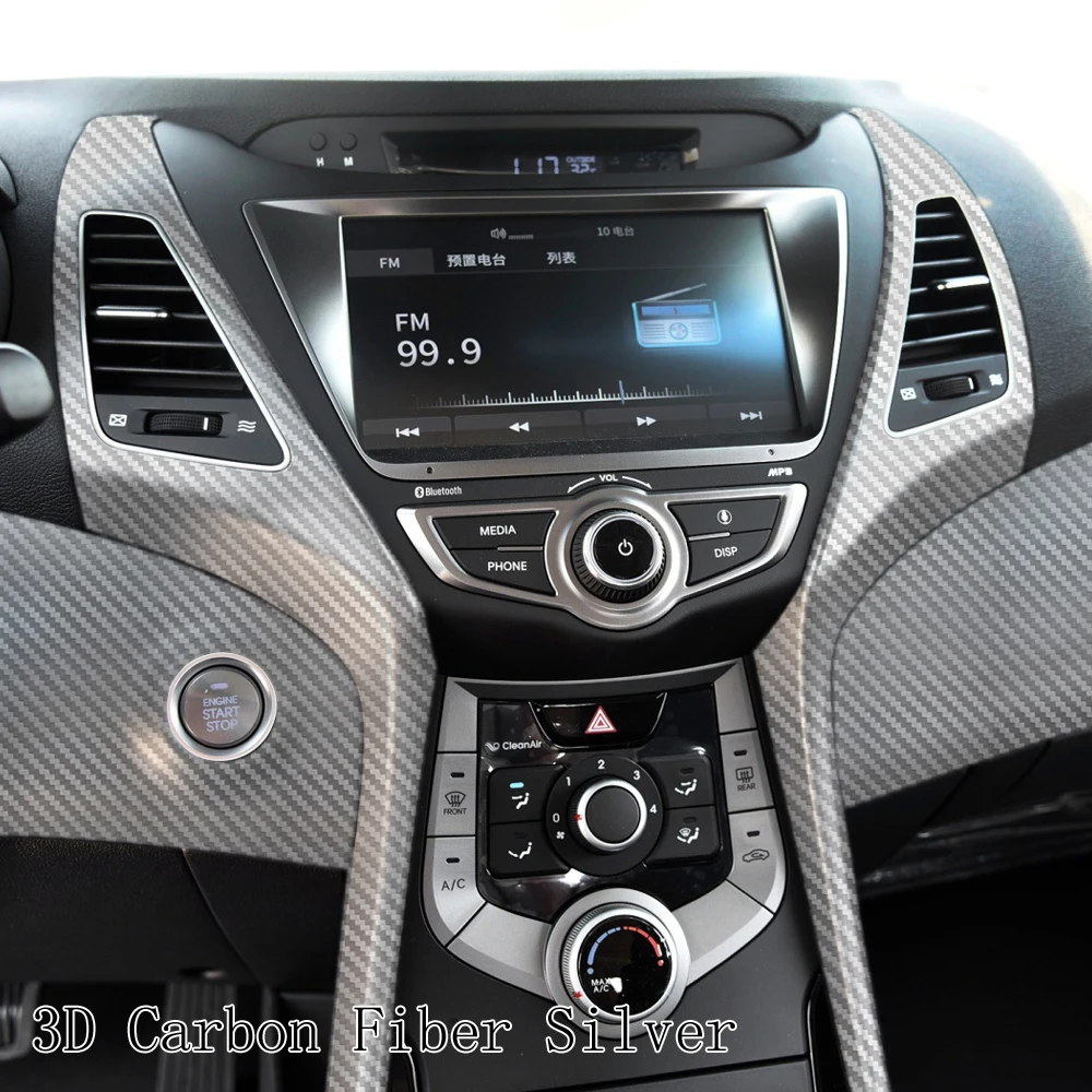 Carbon Fiber for Hyundai Elantra 2012-2016 Car Film Interior Stickers Center Console Gear Dashboard Air Door Handle Lift Panel