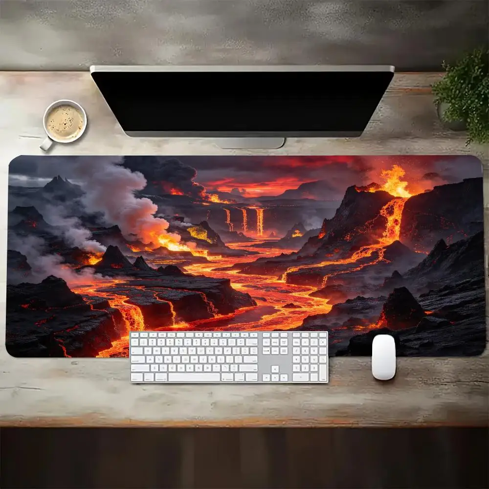 Lava Canyon Volcano Gaming Mouse Pad Precision Tracking Thick Rubber Smooth Glide For Hardcore Gaming