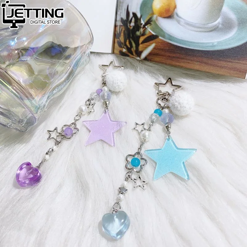 

Handbag Pendant Cute Dopamine Star Heart Hairball Beaded Keychain Pendant Y2K Bag Charms Key Ring Jewelry Accessories Girls Gift