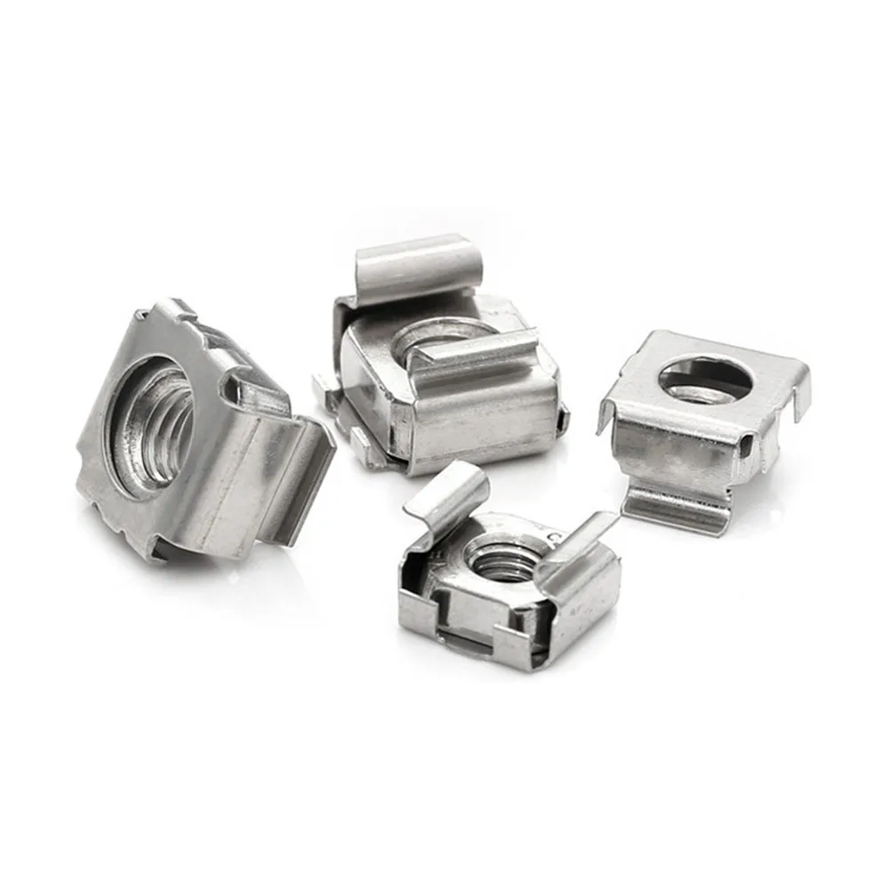5-10PCS A2-70 Cassette Elastic Enclosure Card Cage Nut M5 M6 M8 Square Hole Hardware Cage Nuts High Quality Square Snap-In Nuts