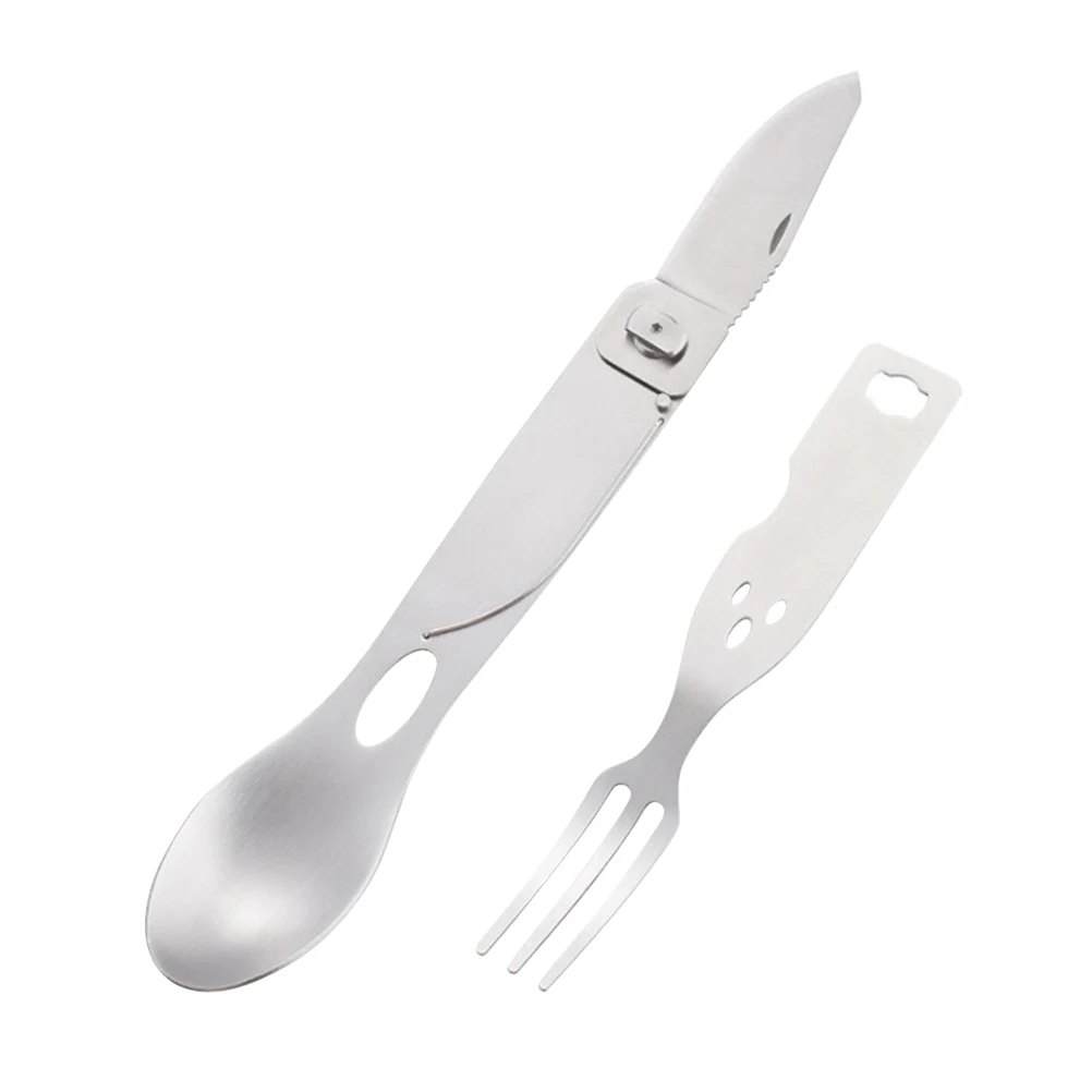 

Portable Cutlery Set 3 in 1 Removable Camping Combination Silverware Outdoor Foldable Stainless Steel Lightweight Picnic Kitchen
