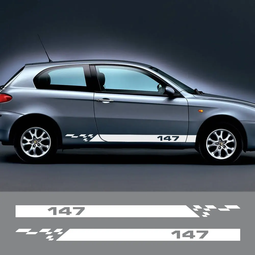 Car Door Side Sticker Vinyl Film Sport Decoration Decal for Alfa Romeo 147 V6 I4 3.2 GTA Facelift Automobiles Tuning Accessories