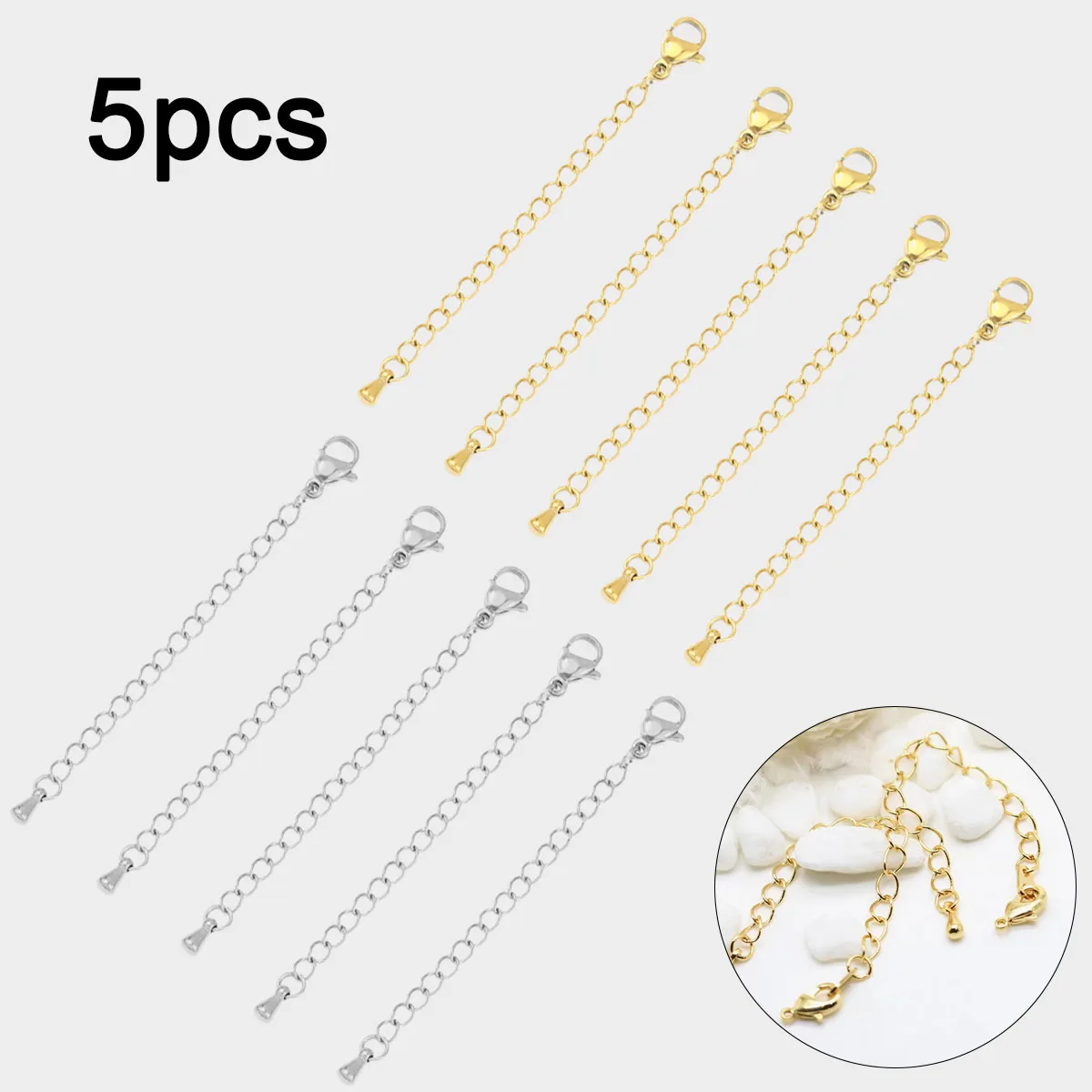 65x5mm Stainless Steel Tail Chain Golden/Silvery For Jewelry Making Handmade Bracelets Neckalces DIY Accessories 5/10/15/20PCS