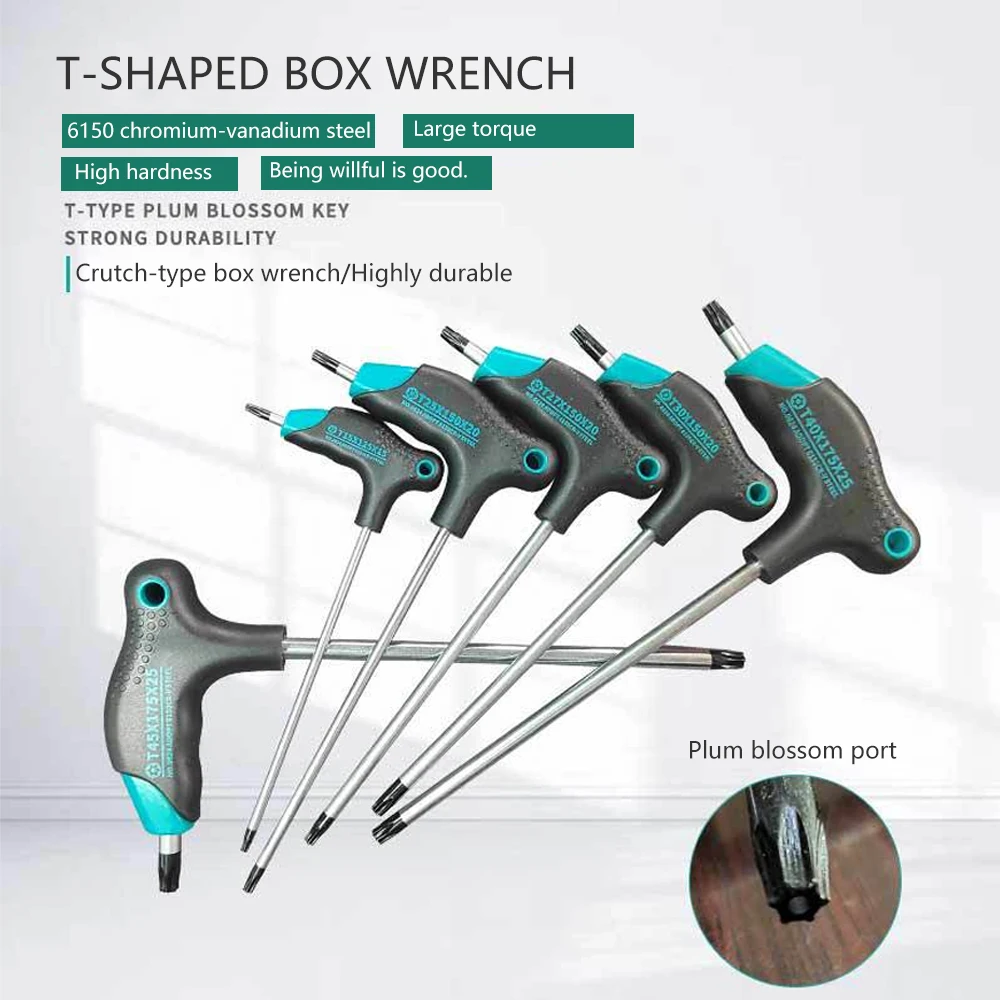 

7pcs T-handle hexagonal wrench set magnetic plum hexagonal screwdriver 2.5/3/3.5/4/5/6/8mm household car bicycle repair tools
