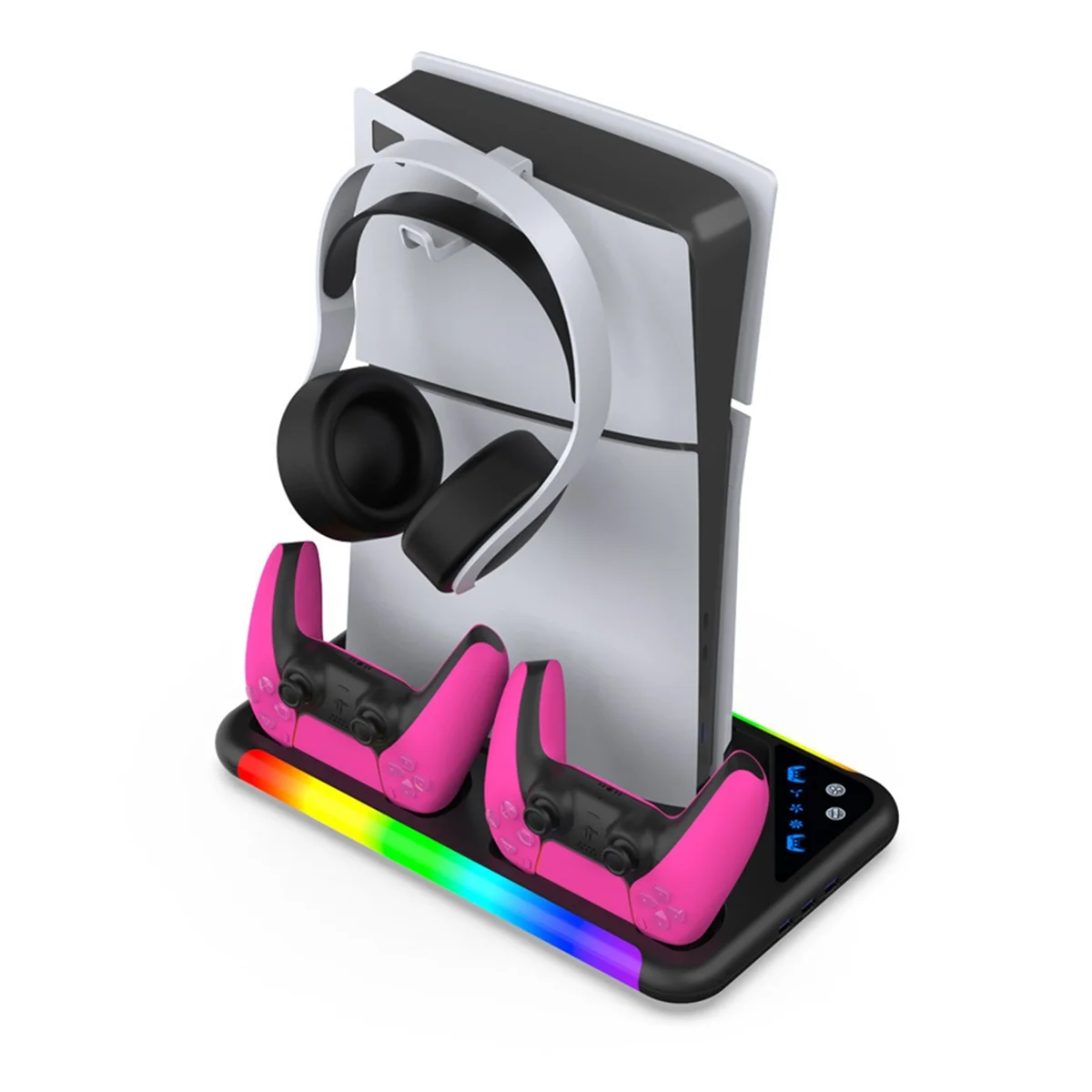 ADEGBO-Improved For P5 Cooling Station with Light Cooling Fan Dual Charger for PS5 A